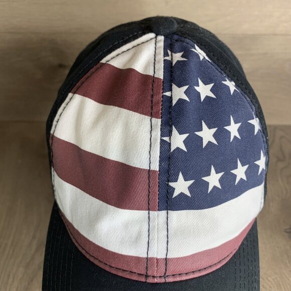 American Flag Front Ball Cap Black Adjustable Strap and Clamp Close - Picture 2 of 10